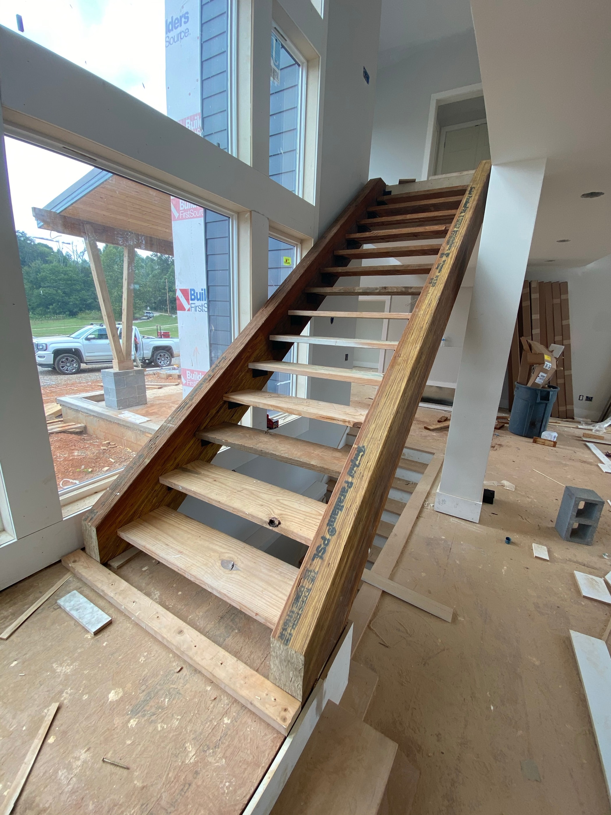 Custom staircase with wood treads and railing